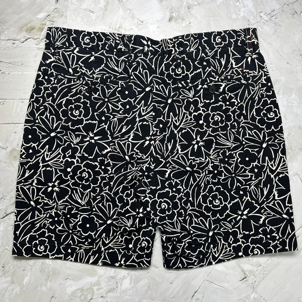 Tommy Hilfiger Floral Chino Shorts SIZE 34 Navy Hawaiian Print Cotton Summer